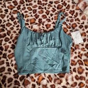 Edikted Teal Gathered Crop Top